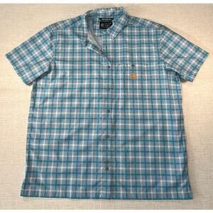Carhartt Force Sun Defender Plaid Short-Sleeve Button-Up Shirt- Men's XL Relaxed